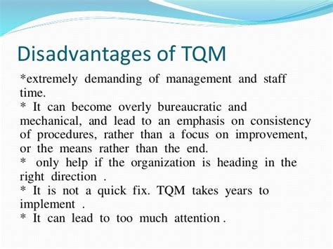 Advantages & Disadvantages of Total Quality Management Strate.